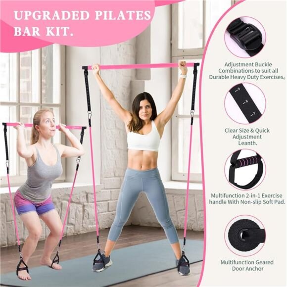 Pilates Bar Kit with Resistance Bands,Pilates Bar with Stackable Bands Workout - Picture 2 of 7
